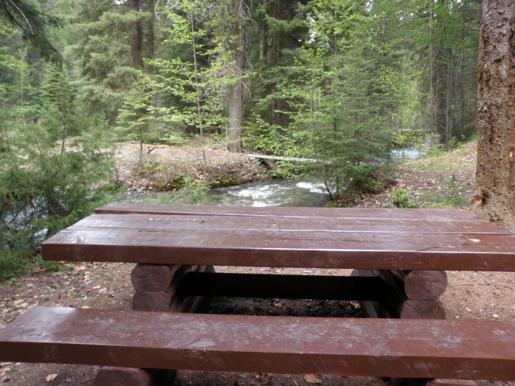 Photo: Recreation Sites and Trails BC. © Province of British Columbia, licensed under the Open Government Licence – British Columbia. Leon Creek, photo 2